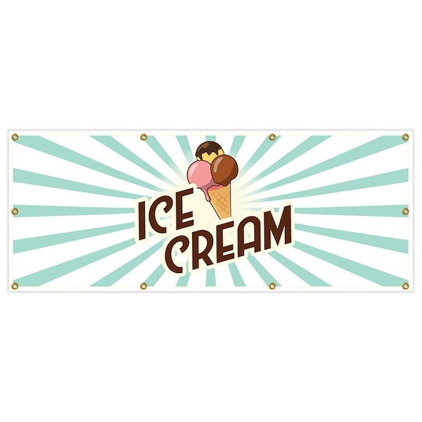 Signmission Ice Cream 3 Banner Heavy Duty 13 Oz Vinyl with Grommets Single Sided B-96 Ice Cream 3 - main